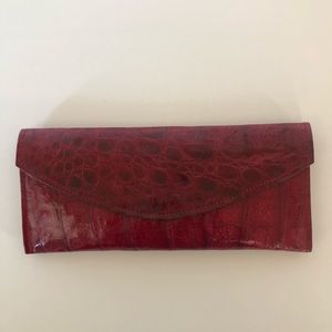 Magenta leather clutch